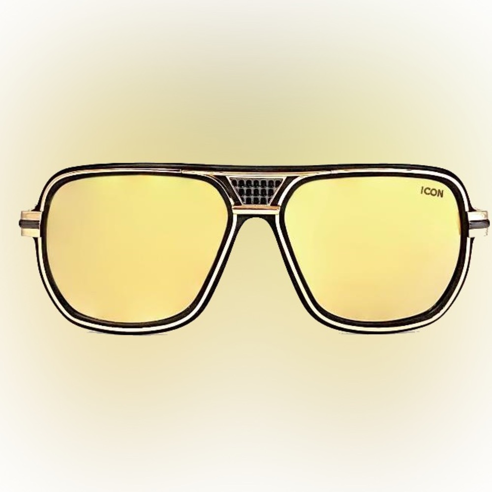ICON “Hendrix” Large Sunglasses Men’s Carl Zeiss gold plated lens New